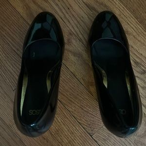 Black patent leather heels by ASOS.